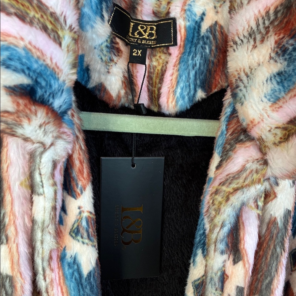 L&B Multicolor Southwestern Patterned Teddy Jacket - Picture 3 of 3